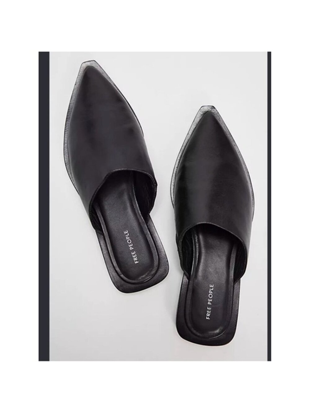 Free People Becky mules black leather pointy toe size 9.5 NEW RETAIL $149
